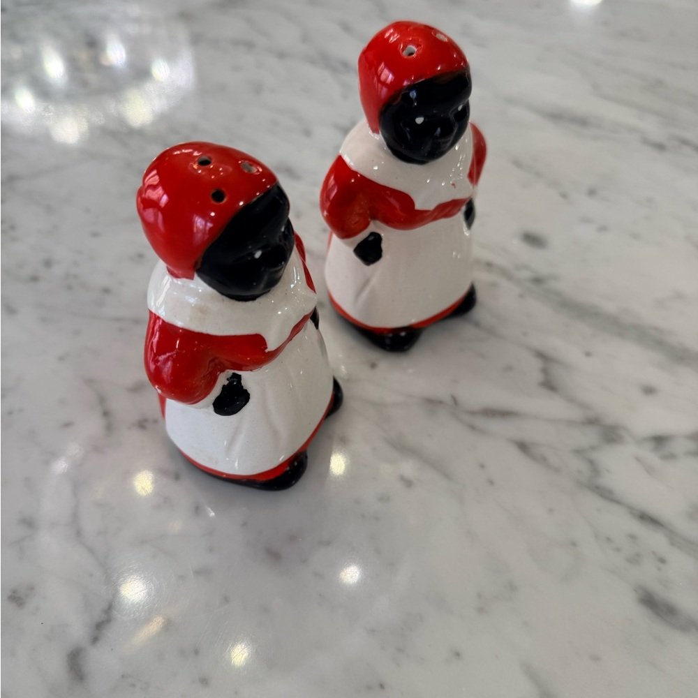 EXCELLENT Black Americana Aunt Jemima Antique Ceramic Salt & Pepper Shakers Set - Picture 3 of 6